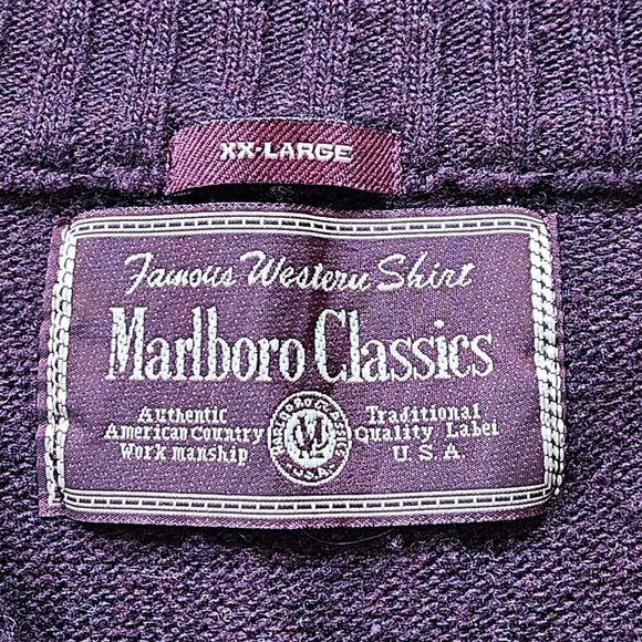 Marlboro Classics Sweater Mens XXL Burgundy LS 1/4 Zip Mock Neck VTG Wool Blend - Picture 3 of 16